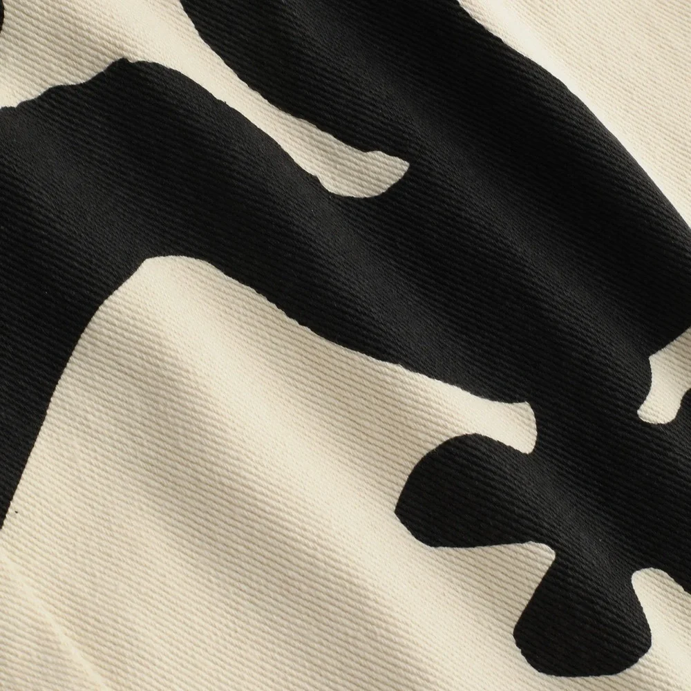 NWT | Cider | Artistic Wide-Leg Jeans with Black Floral Abstract Design